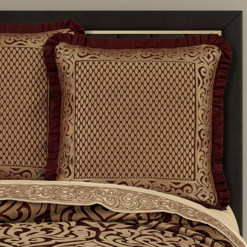 J. Queen New York Renzo Euro Sham - Crimson - Euro Square
