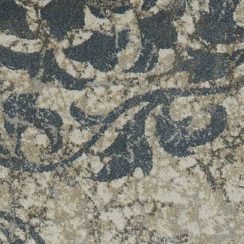 Kawa Distressed Abstract Floral Traditional Modern Non Skid Stain Resistant Area Rug By HomeRoots - 90' X '26' X '0.5
