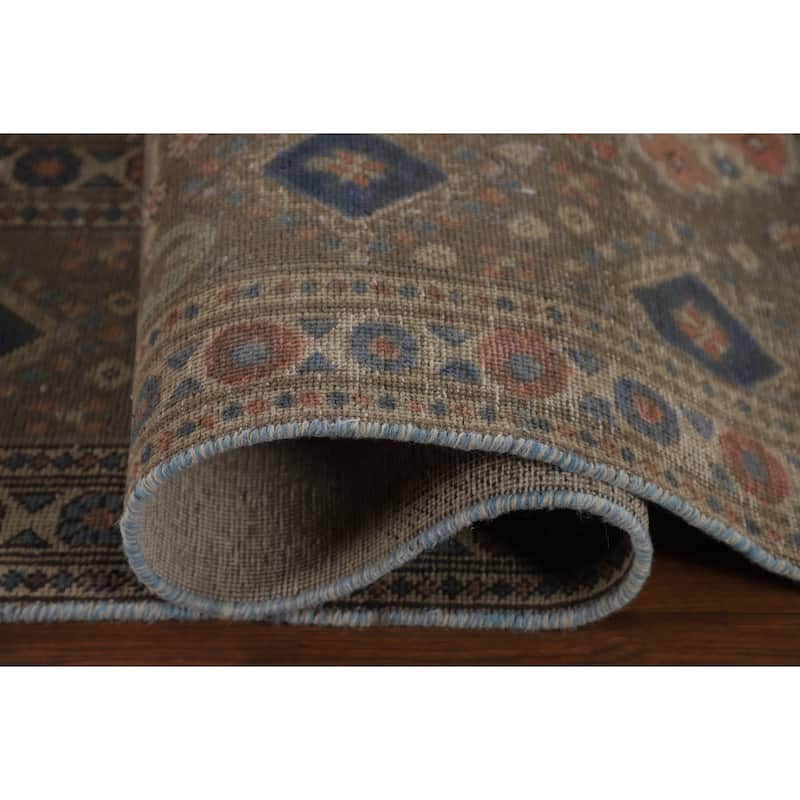 Over-Dyed Tabriz Persian Vintage Rug Hand-Knotted Blue Wool Carpet - 9'4"x 12'10"