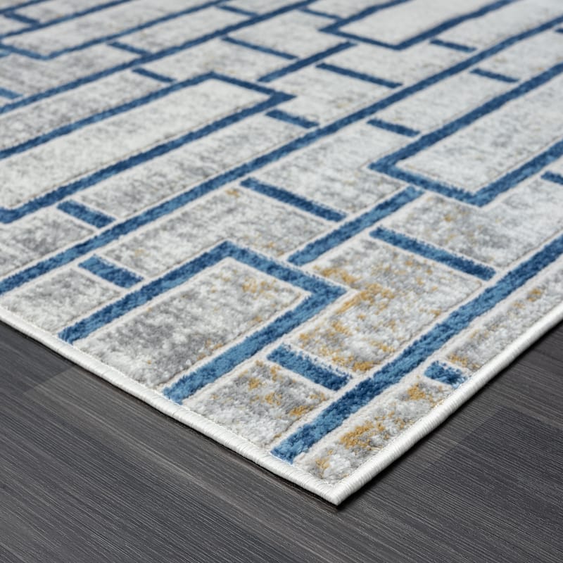 Abani Atlas Collection ATL100A Contemporary Seamless Rectangle Blue Grey Area Rug
