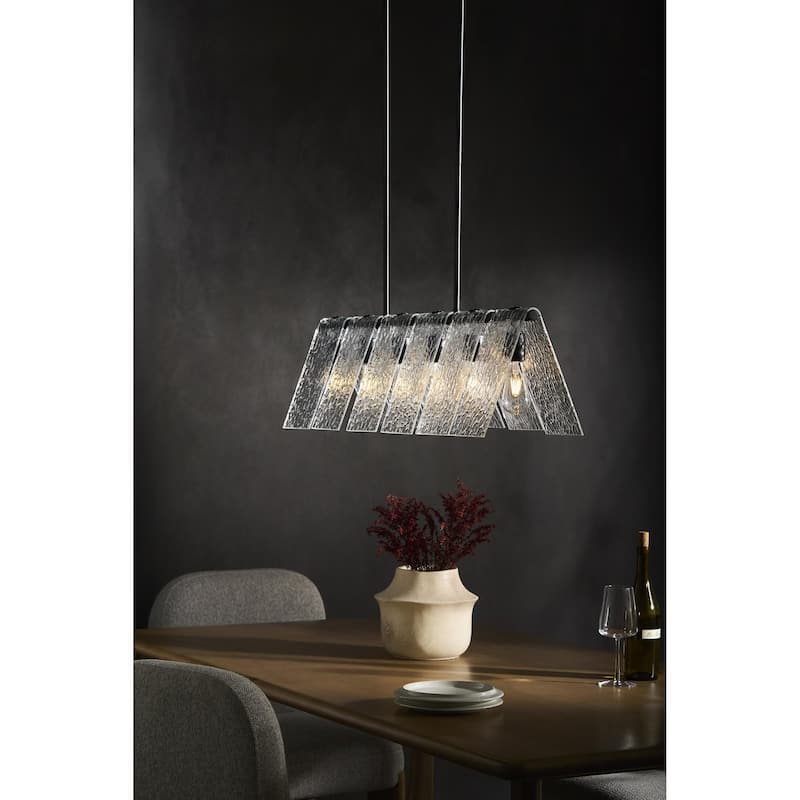 Livabliss Vitracis Modern Chandelier - 38"L x 10"W x 13"H - Black/Black