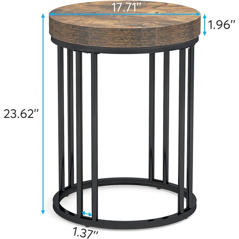 Round Side Table End Table, Modern Nightstand for Living Room Bedroom