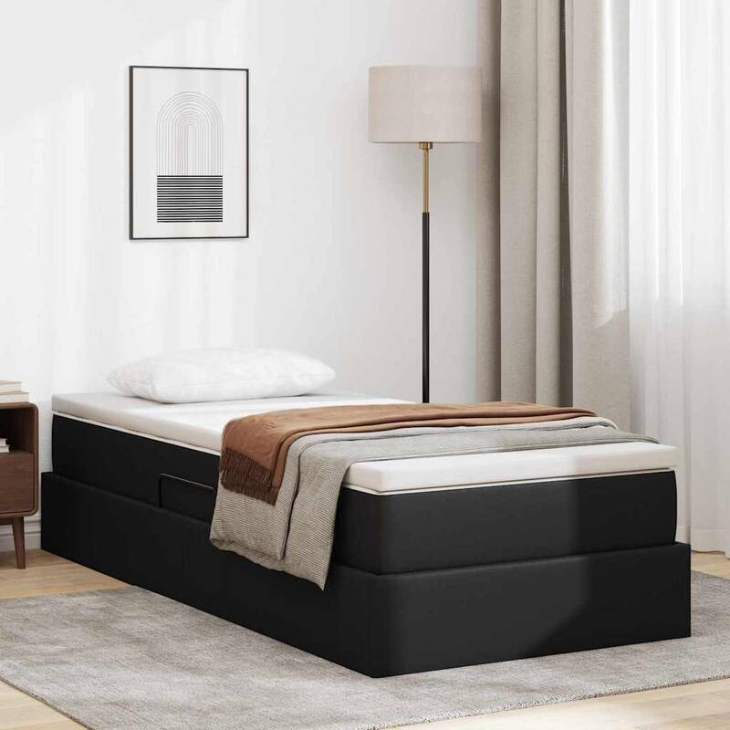 vidaXL Storage Bed with Mattress in Faux Leather - Black