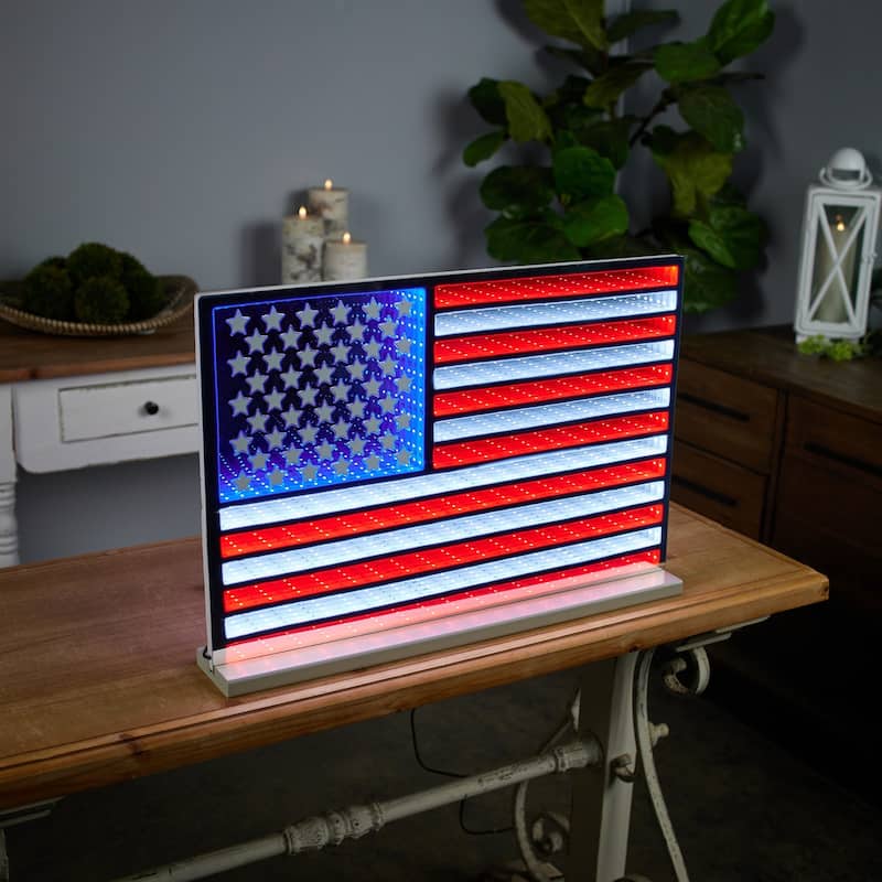 LED Lighted American Flag Patriotic Infinity Tunnel Light - 26.25"
