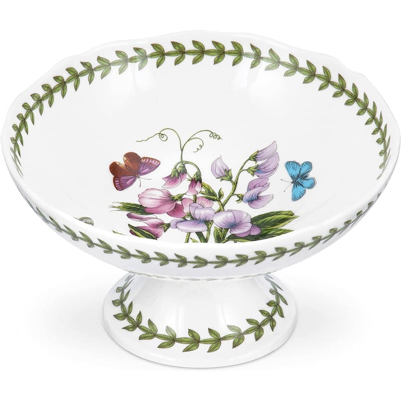 Portmeirion Botanic Garden Scalloped Edge Footed Bowl - 7 in - Sweet Pea Motifs - 7 in