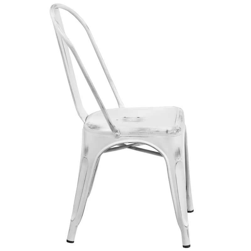 Distressed Metal Indoor/ Outdoor Stackable Chair