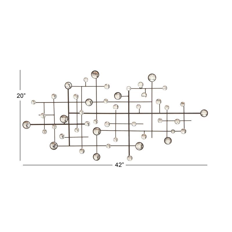 Metal Abstract Home Wall Decor with Crystal Embellishments - Silver - Roche River Decor