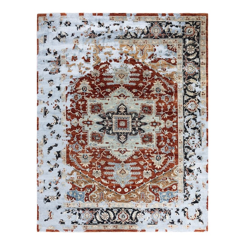 Ikat One-of-a-Kind Hand-Knotted Area Rug, Red - 8' 0" x 10' 4"