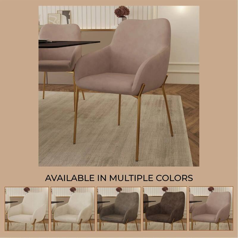 Zaire Upholstered Dining Chair in Velvet/Leather/Boucle with Gold Chrome Iron Set of 4