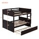 preview thumbnail 12 of 10, Elegant Full Over Full Bunk Bed, Twin Size Trundle with Removable Casters, Split into Two Separate Beds, Space-saving, Espresso