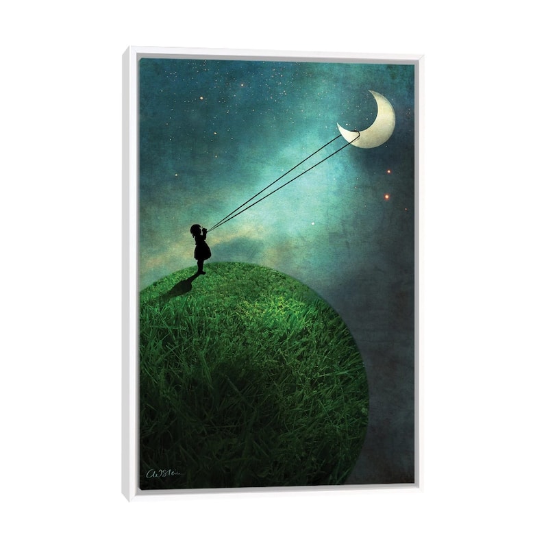 iCanvas "Chasing The Moon" by Catrin Welz-Stein Framed Canvas Print - White - 40x26