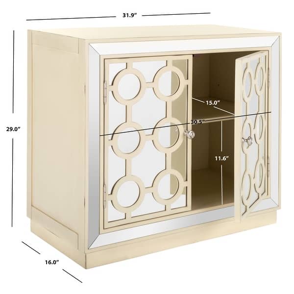 dimension image slide 0 of 2, SAFAVIEH Kaia 2-Door Beige Storage Chest