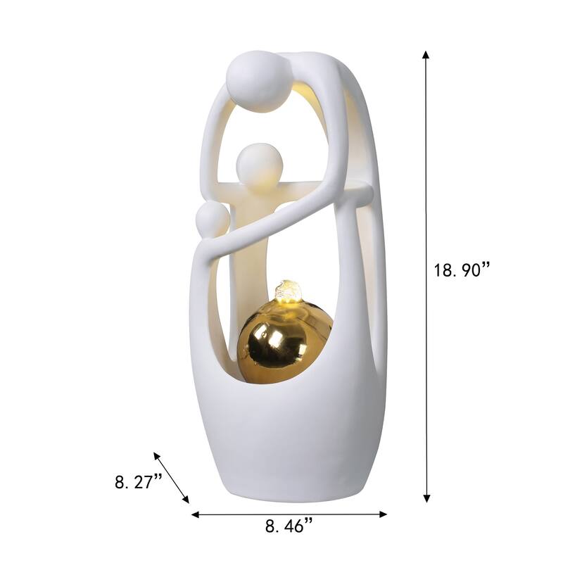 LED Lighted Large Triple Tabletop Fountain - 19" - White and Gold