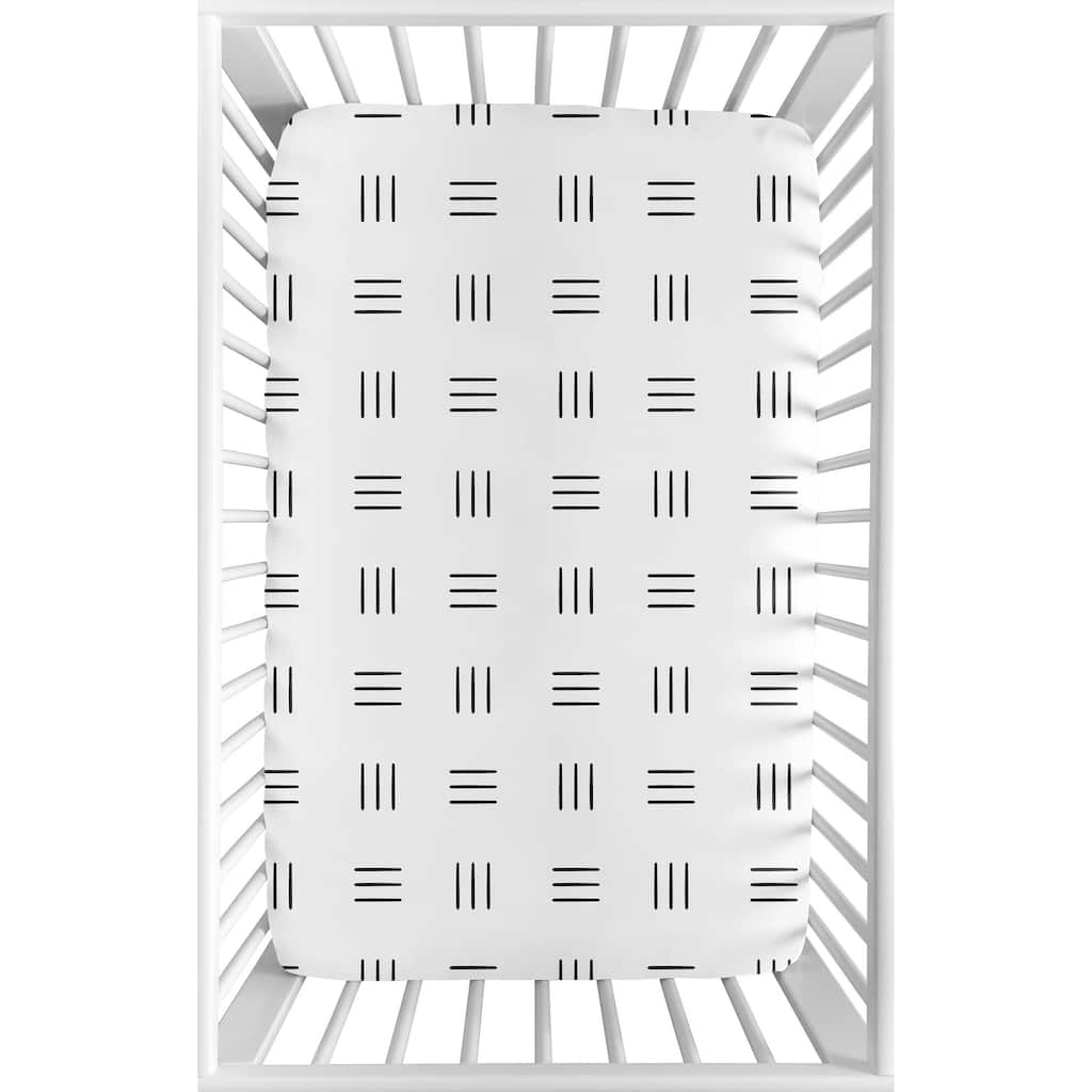 Fitted Mini Portable Crib Sheet White Black Boho Mudcloth Portable Crib Pack Play Black and White Bohemian Woodland Tribal Hatch