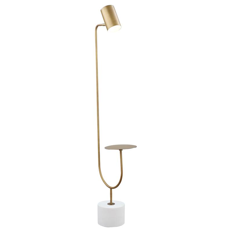 Corletta Antique Brass and Grey Floor Lamp with Round Tray