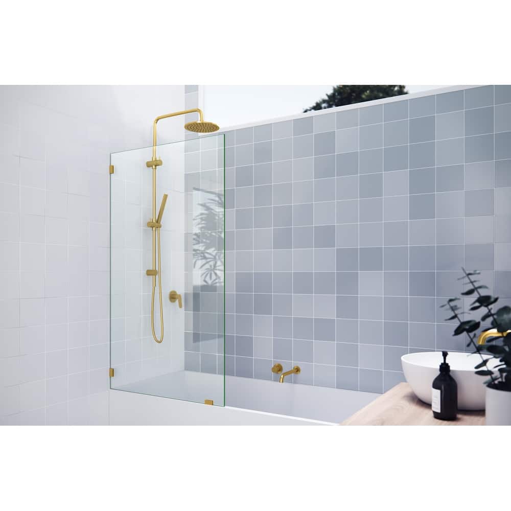Glass Warehouse 58.25" x 32.5" Frameless Shower Bath Fixed Panel