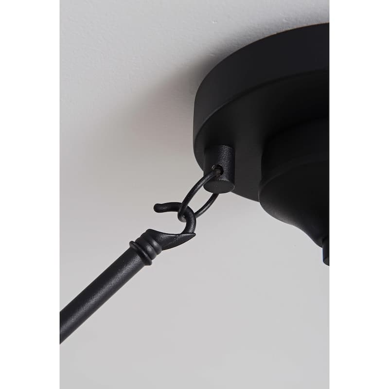 Abigail Wagon Wheel Black Metal Round Rustic Semi-Flush Mount