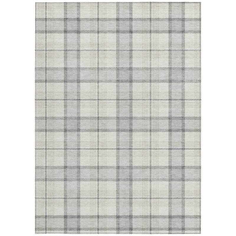HomeRoots Plaid Transitional Rectangle Outdoor Rug