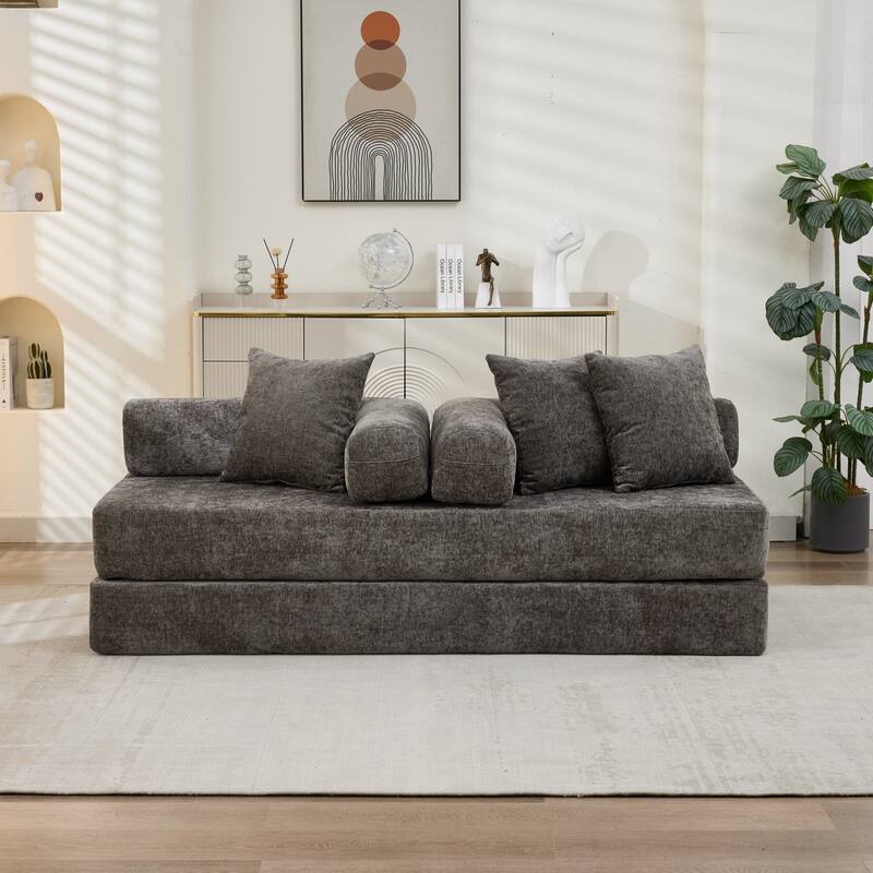 Roomfitters Folding Sofa Bed with 3 Pillows, Convertible Floor Lounger Sleeper Couch for Living Room and Guest Room
