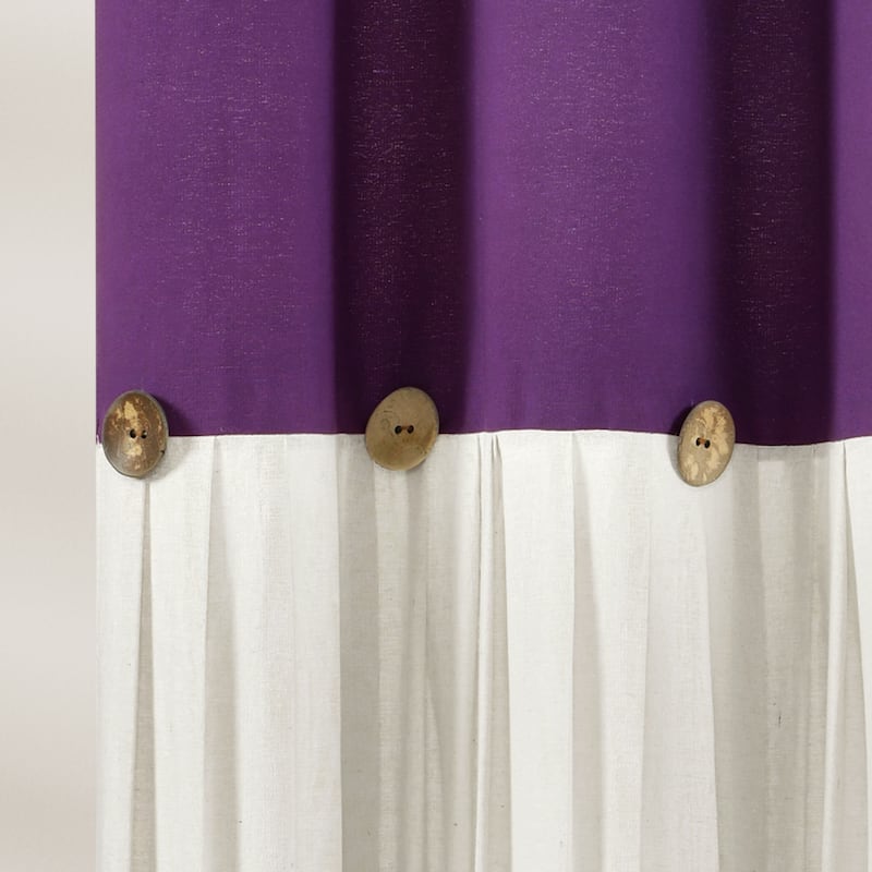 Lush Decor Two-tone Linen Button Shower Curtain