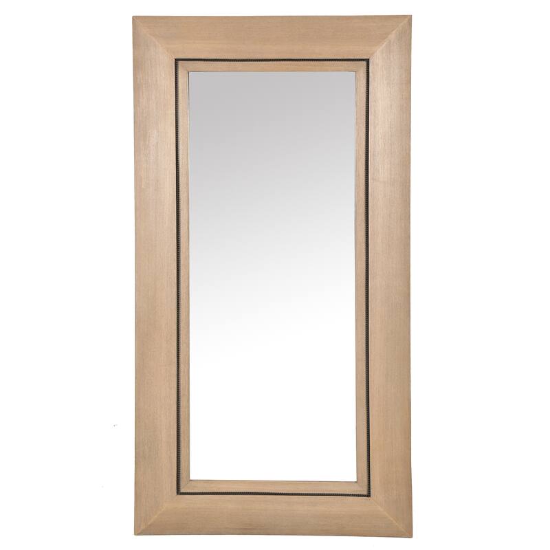 SAFAVIEH Couture Tenric Natural 63.4-inch Large Vertical Rectangle Wood Mirror - 33.5"W x 2"D x 63.4"H