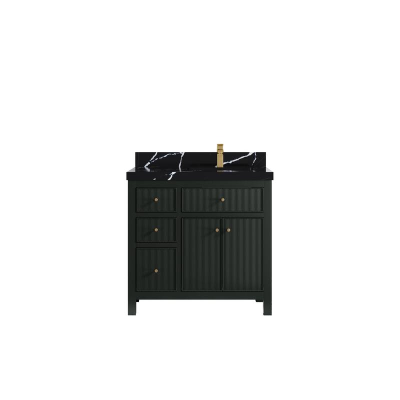 Willow Collections 36 in W x 22 in D Sonoma Right Offset Free Standing Reeded Bathroom Vanity with Countertop