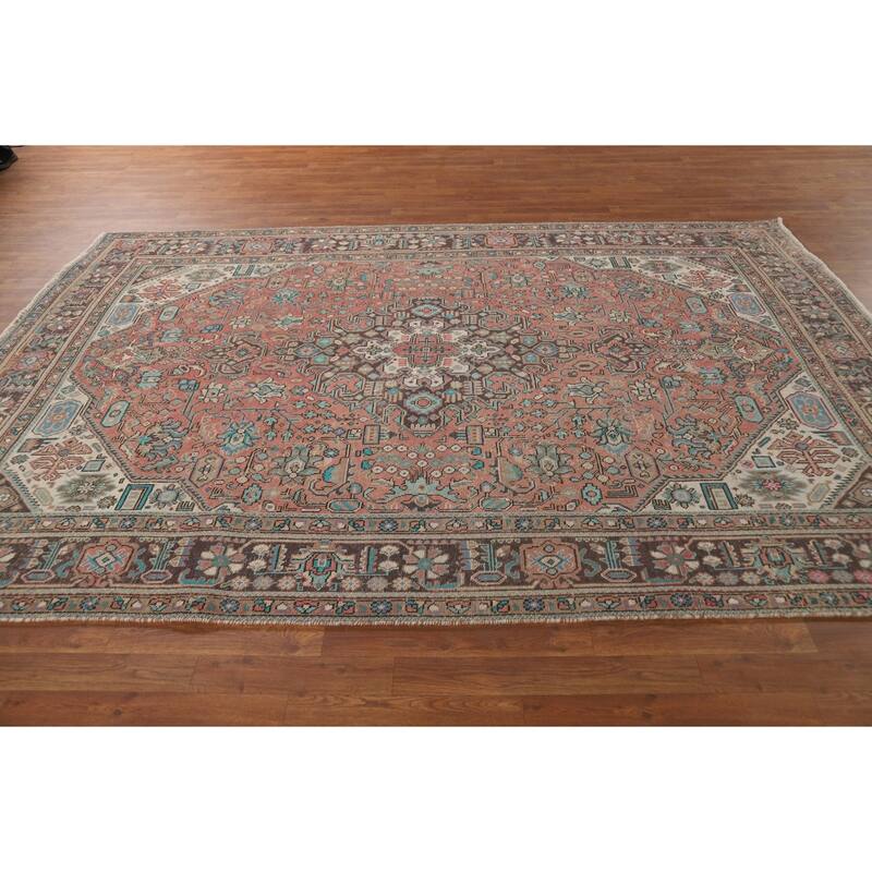 Pink Tabriz Persian Area Rug Hand-Knotted Wool Carpet - 6'8" x 9'9"