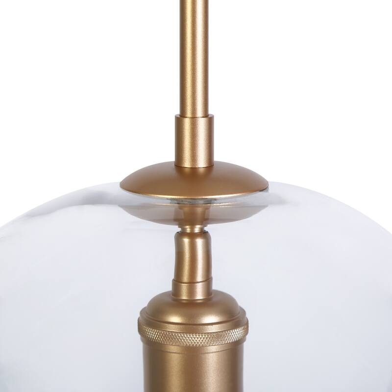 Modern Gold 1-Light Bell Pendant Light for Kitchen Island with Clear Glass Shade - 13.7" W x 10.6" H