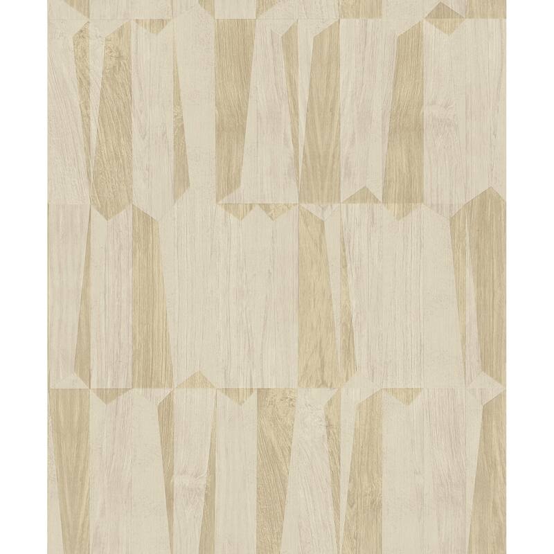 Galerie Wallcoverings Fusion Collection Geo Point Wood Effect Non-woven Matte Wallpaper Roll - 33 feet x 21 inches - Beige