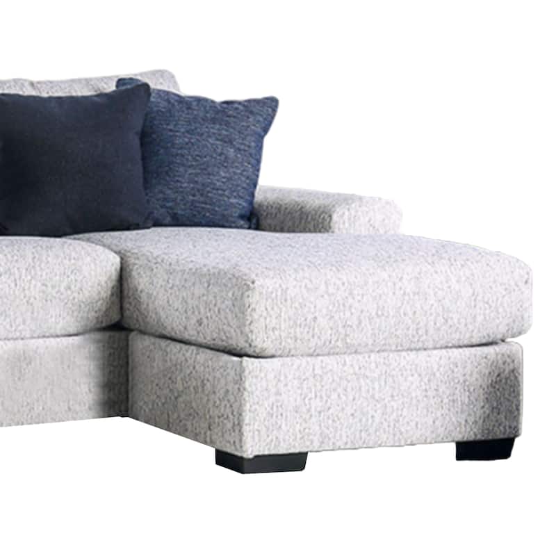East Sectional Sofa, Reversible Chaise, 4 Pillows, Cream White Chenille