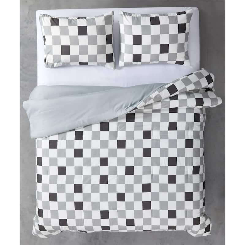 Urban Lifestyle 3 Piece Comforter Set,Checkerboard Pattern - Queen