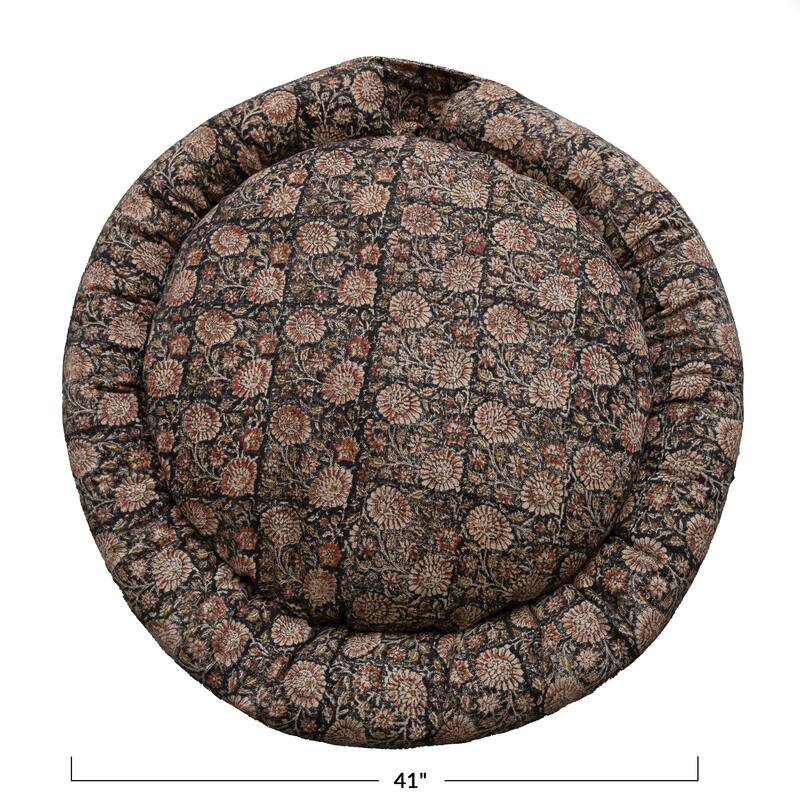 Cotton Slub Pet Bed with Floral Pattern