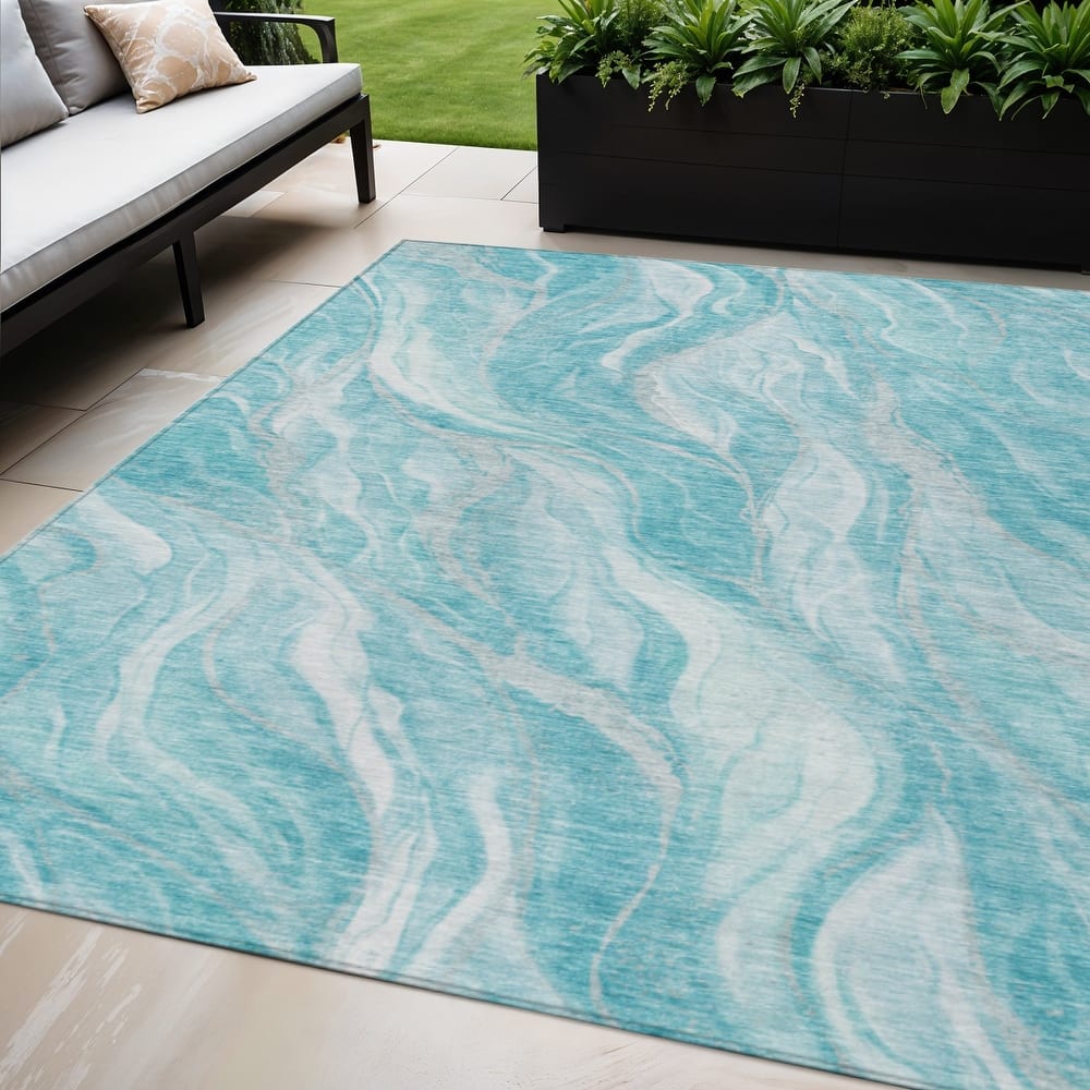 HomeRoots Abstract Transitional Rectangle Outdoor Rug