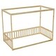 preview thumbnail 33 of 31, American Design Wooden Canopy Twin Size Floor Bed with Fence and Guardrails