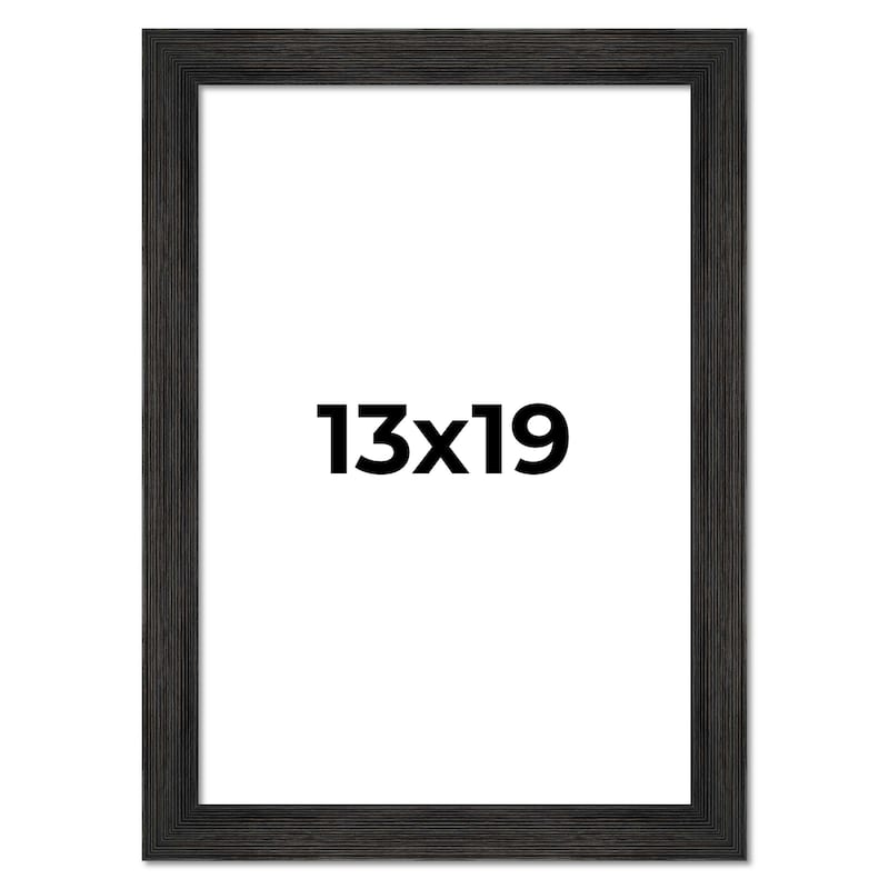 13x19 Black Rustic Wide Barnwood Picture Frame - UV Acrylic, Foam Board Backing, Hanging Hardware - Holds 13x19 Photo