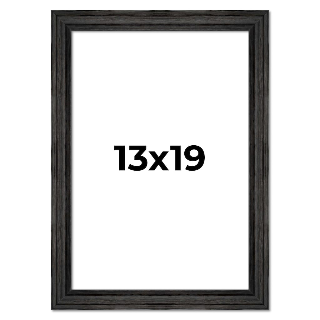13x19 Black Rustic Wide Barnwood Picture Frame - UV Acrylic, Foam Board Backing, Hanging Hardware