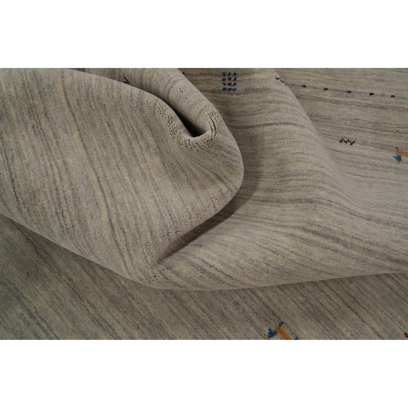 Hand Knotted Oriental 100% Wool Carpet Tribal Animal Pictorial Beige & Ivories Gabbeh Area Rug - 7' 9'' X 5' 0''