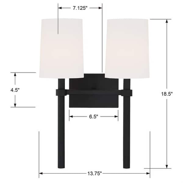 Bromley 2 Light Black Forged Wall Mount - 13.75'' W x 18.37'' H x 7.125'' D