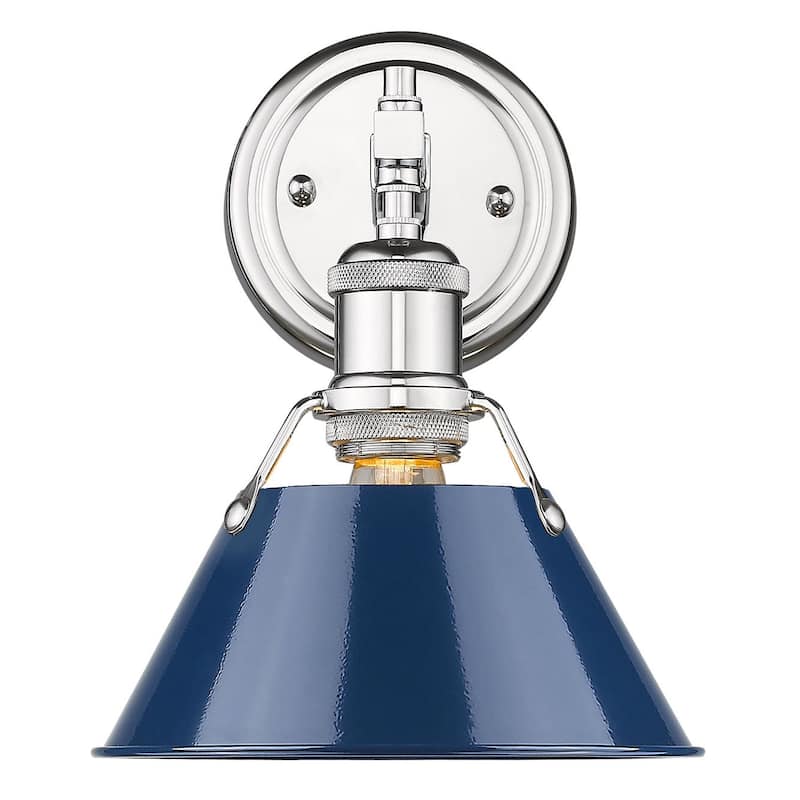 Golden Lighting Orwell Single Light 7-1/2" Wide Bathroom Sconce in - Chrome with Navy Shades