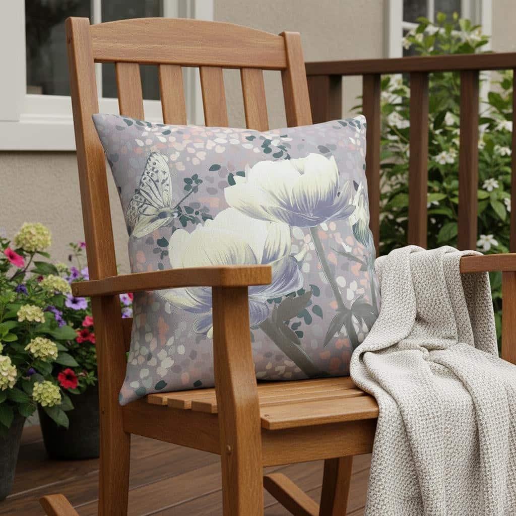 HomeRoots 20" x 20" Yellow Butterfly Blown Seam Floral Indoor Outdoor Throw Pillow - 20.00' X '5.00' X '20.00