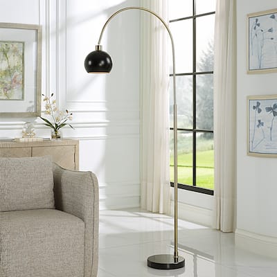 Copper Grove Antique Brass Arched Floor Lamp with Solid Marble Base