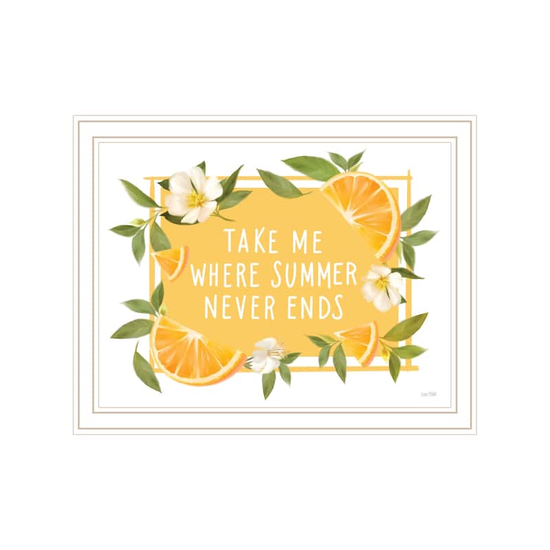TrendyDecor4U Contemporary "Take Me Where Summer Never Ends" Framed Print Wall Art - White