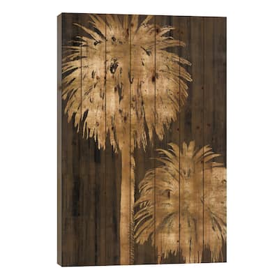 Golden Palms Panel I Print On Wood by Kate Bennett - Multi-Color