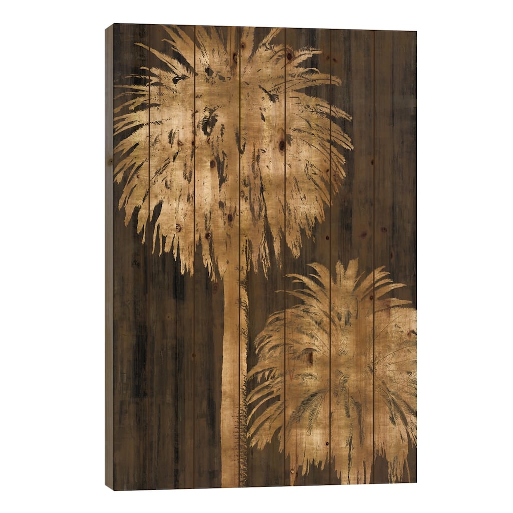 Golden Palms Panel I Print On Wood by Kate Bennett - Multi-Color