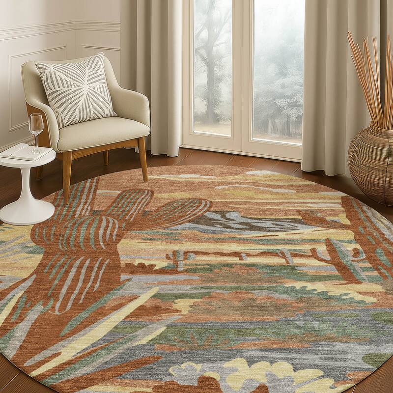 Machine Washable Indoor/ Outdoor Southwestern Mesa Chantille Rug