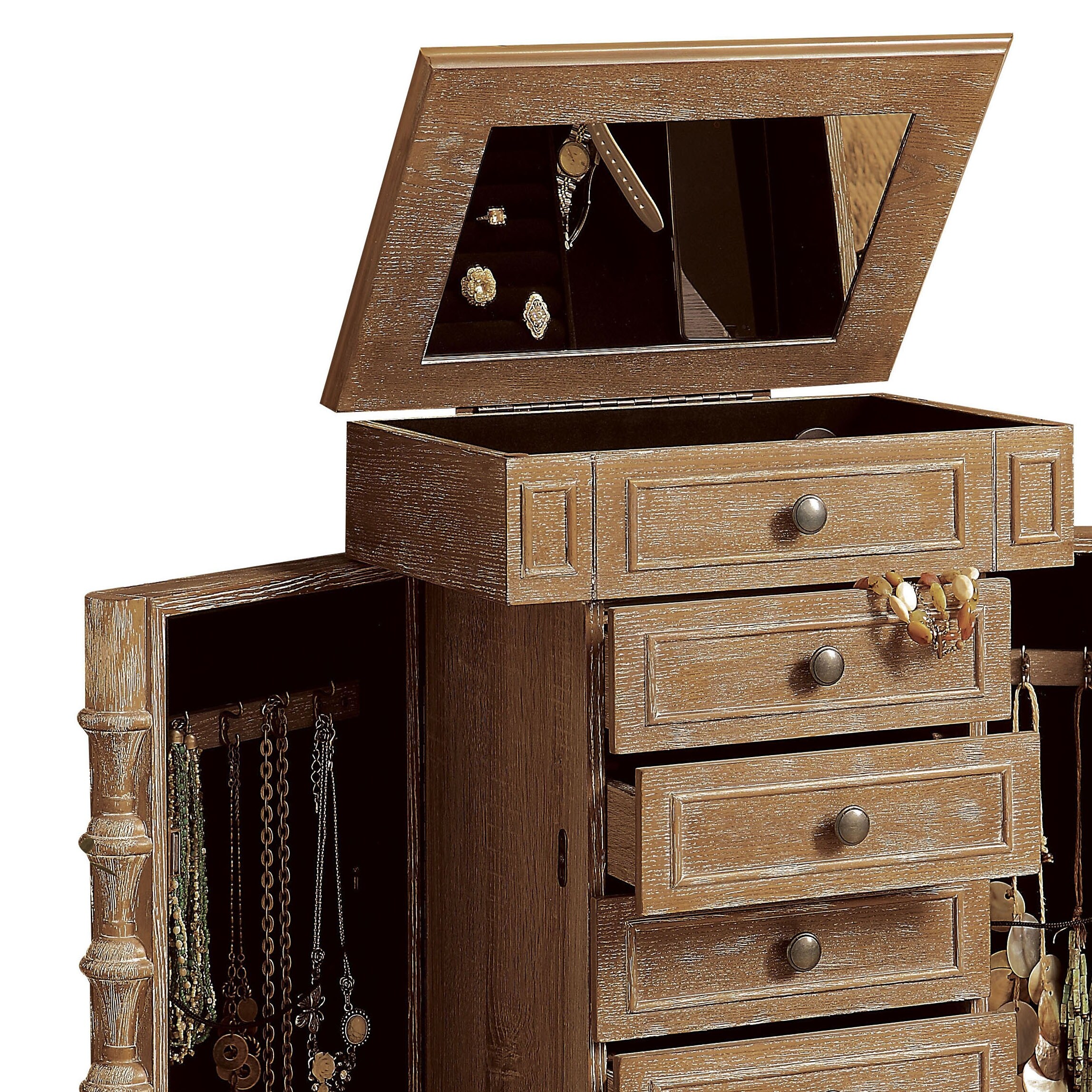 Gregor Weathered Oak 6-drawer Jewelry Armoire Bed Bath Beyond