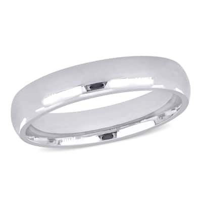 Miadora Mens 4.5 mm Comfort Fit Wedding Band in 14k White Gold