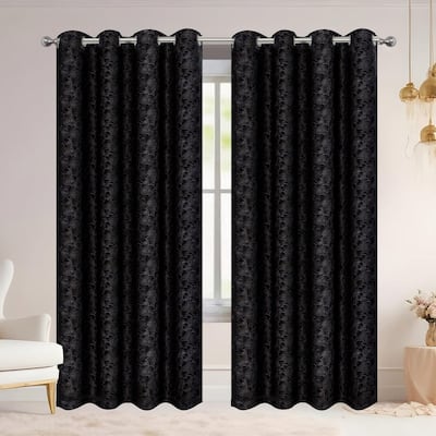 Adelia Ginkgo Biloba Leaf Room Darkening Grommet Window Curtain Panel, 54x84 Inches - 54x84 Inches
