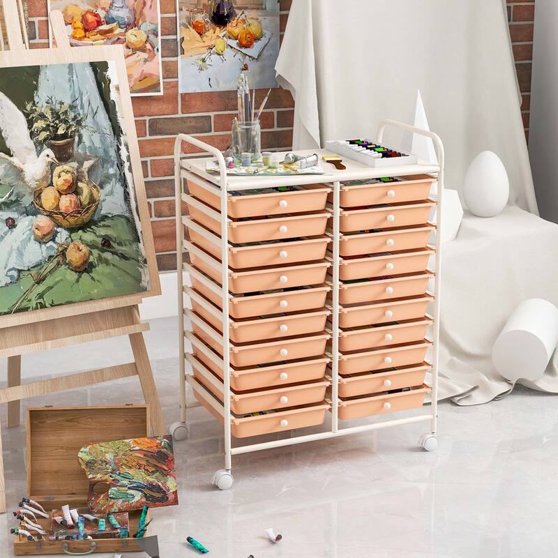 Costway 20 Drawers Rolling Cart Storage Scrapbook Paper Studio - See Details