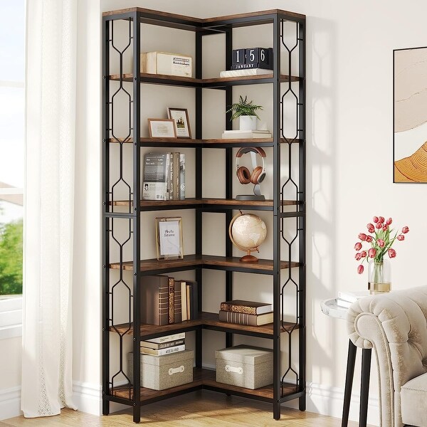 Corner Shelf 7 Tier Industrial Corner Bookshelf Corner Bookcase On Sale Bed Bath Beyond 37999719